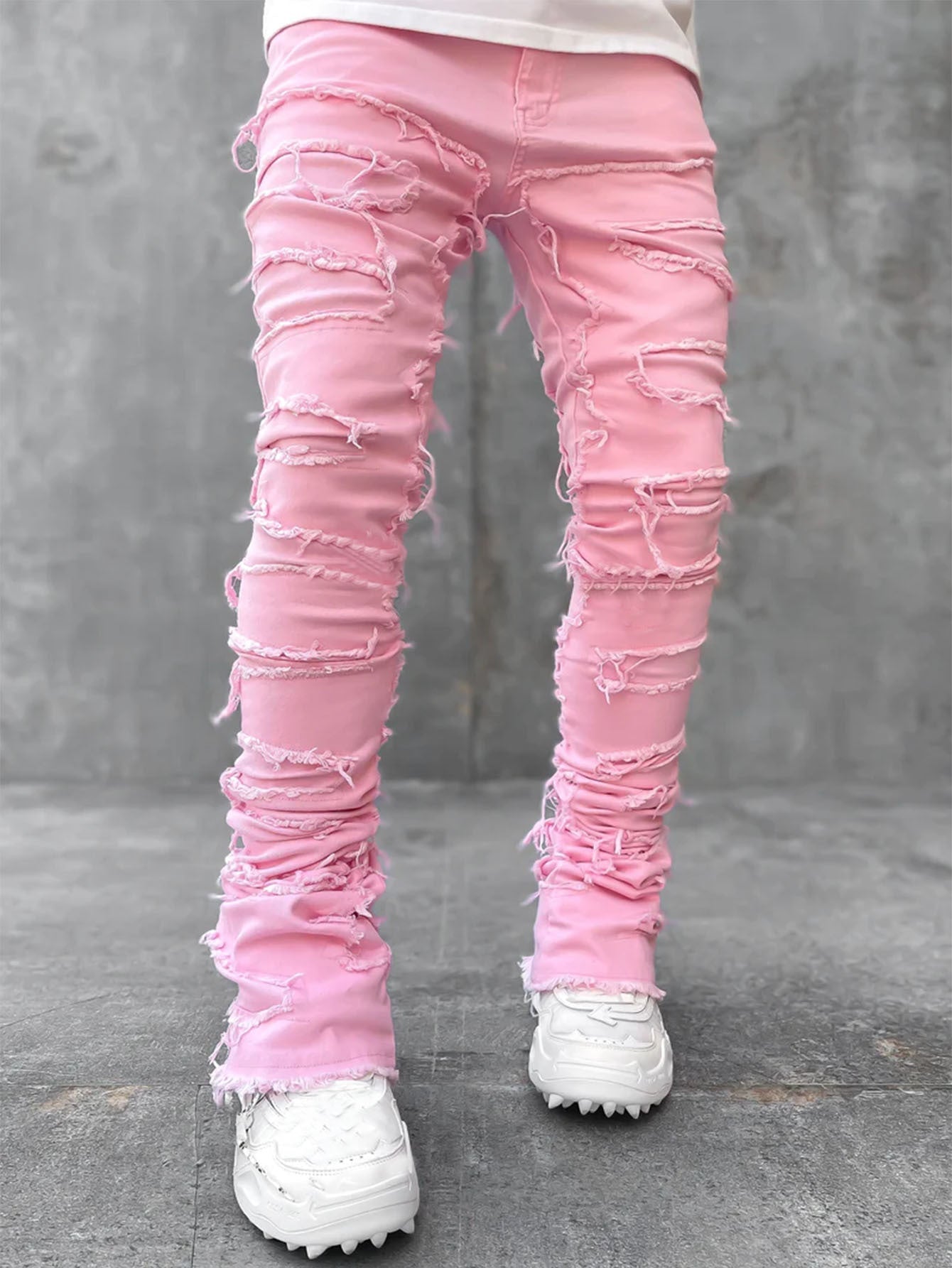 Stretch patch straight leg jeans