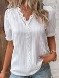 Camisa de manga corta con aberturas para mujer, de diseño elegante