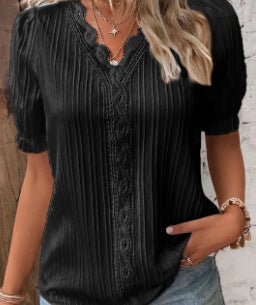 Camisa de manga corta con aberturas para mujer, de diseño elegante