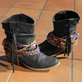Botines vintage de estilo western tribal con borlas