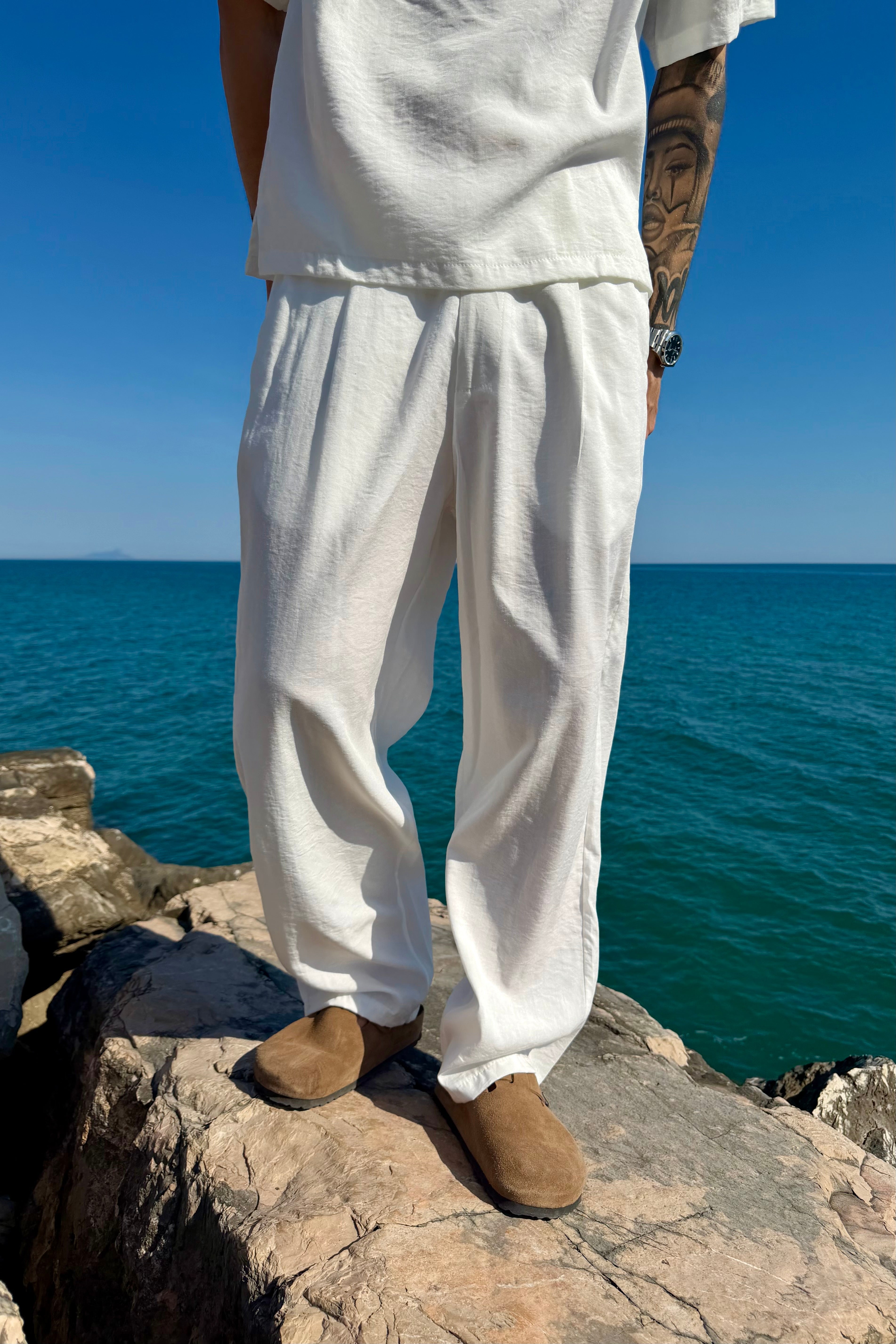Pantalón Cancún de lino blanco