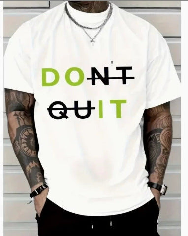 Men's "Never Give Up, Forge Ahead" Color-Blocked Letter Motivational T-Shirt