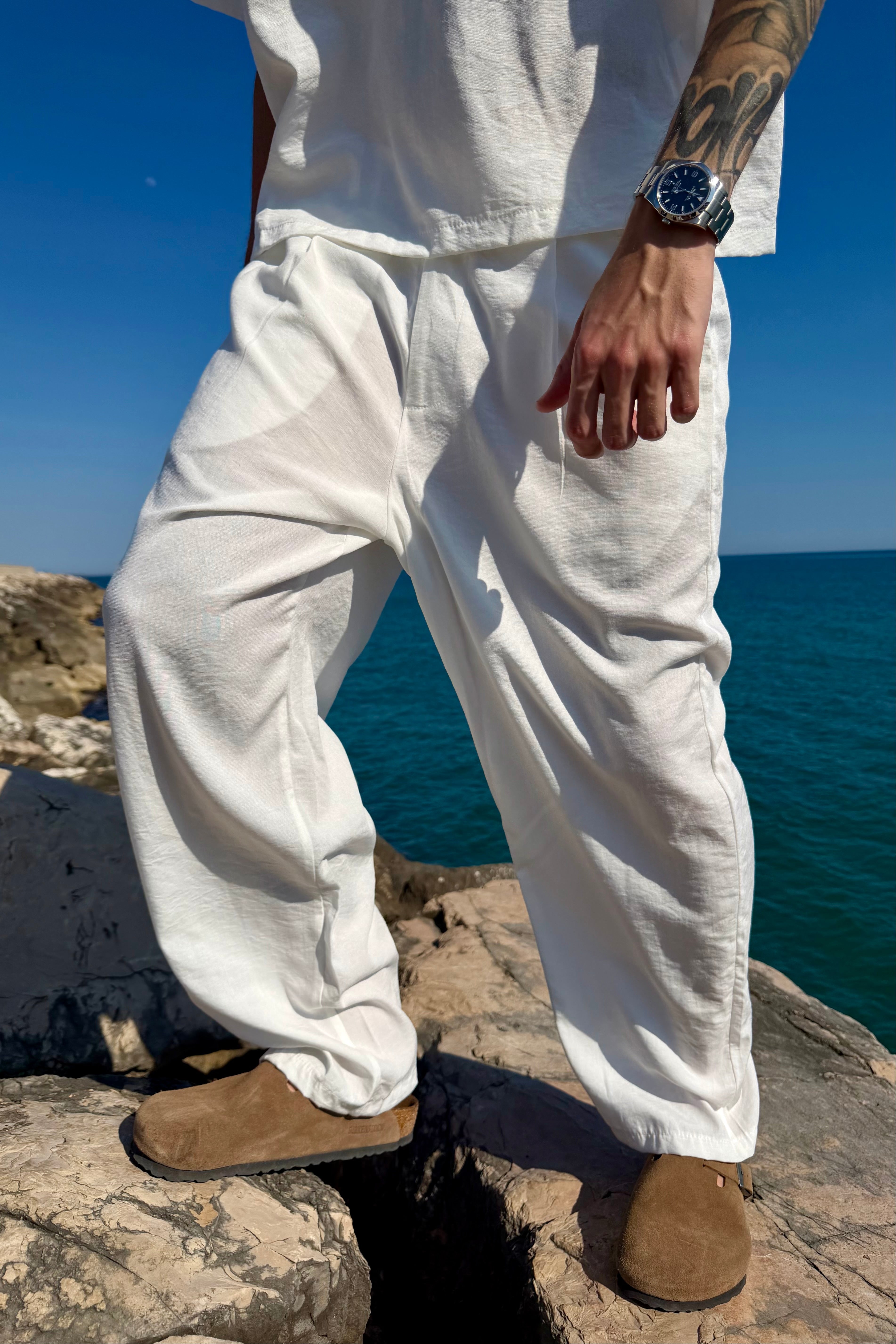 Pantalón Cancún de lino blanco