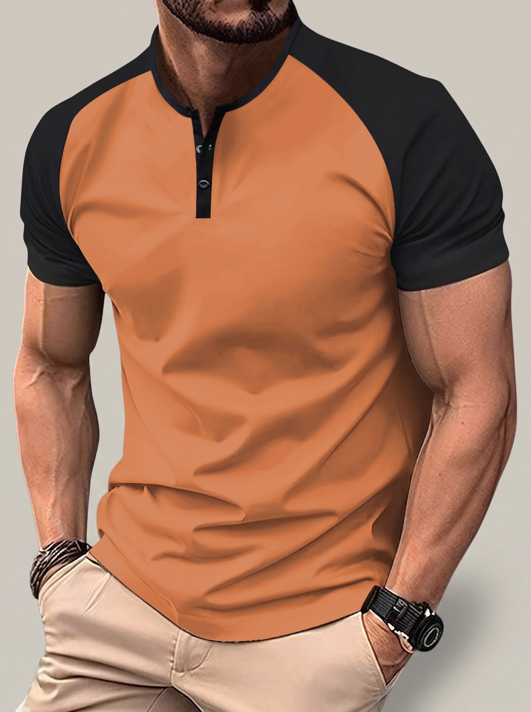 Polo Henley de alta gama para hombre