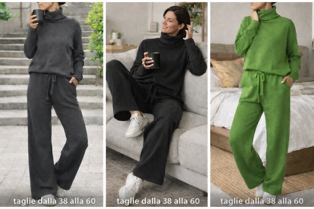 Completo Donna 2 Pezzi "ALEA" In Maglia Morbida Per Pantaloni Comodi E Maglia Di Pregio Taglie dalla 38 alla 60