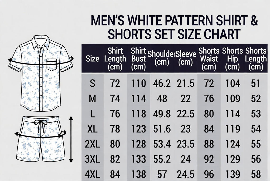 Men's Blue Ethnic Floral Print Short Sleeve Shirt & Drawstring Shorts Two Piece Beach Set