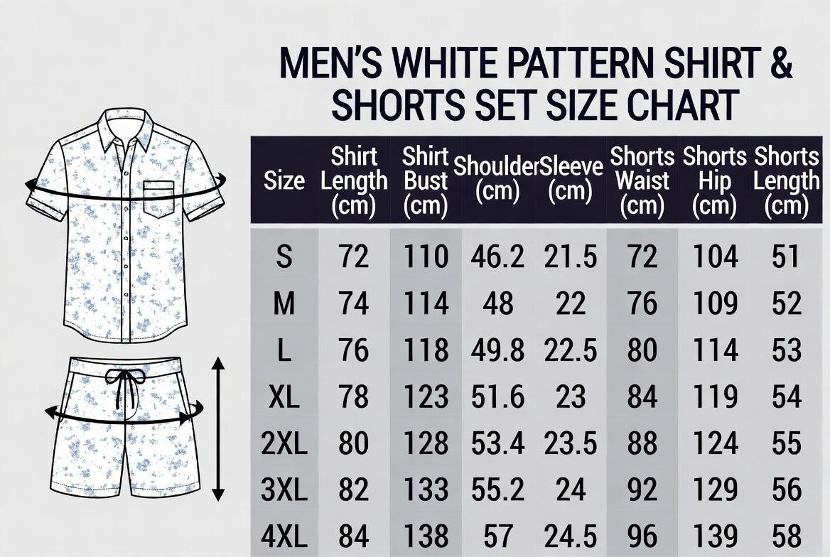 Men's Blue Ethnic Floral Print Short Sleeve Shirt & Drawstring Shorts Two Piece Beach Set