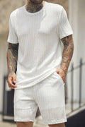 Solid color striped casual suit