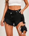 Pantalones cortos vaqueros rasgados con corte irregular para mujer