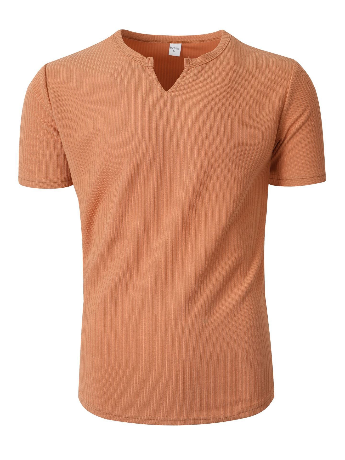 Camiseta de manga corta con cuello Henley a rayas, de estilo deportivo y casual, para hombre, de tejido elástico