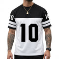 Men's Color Block No.10 Number Print Breathable Mesh Sports Crew Neck T-Shirt