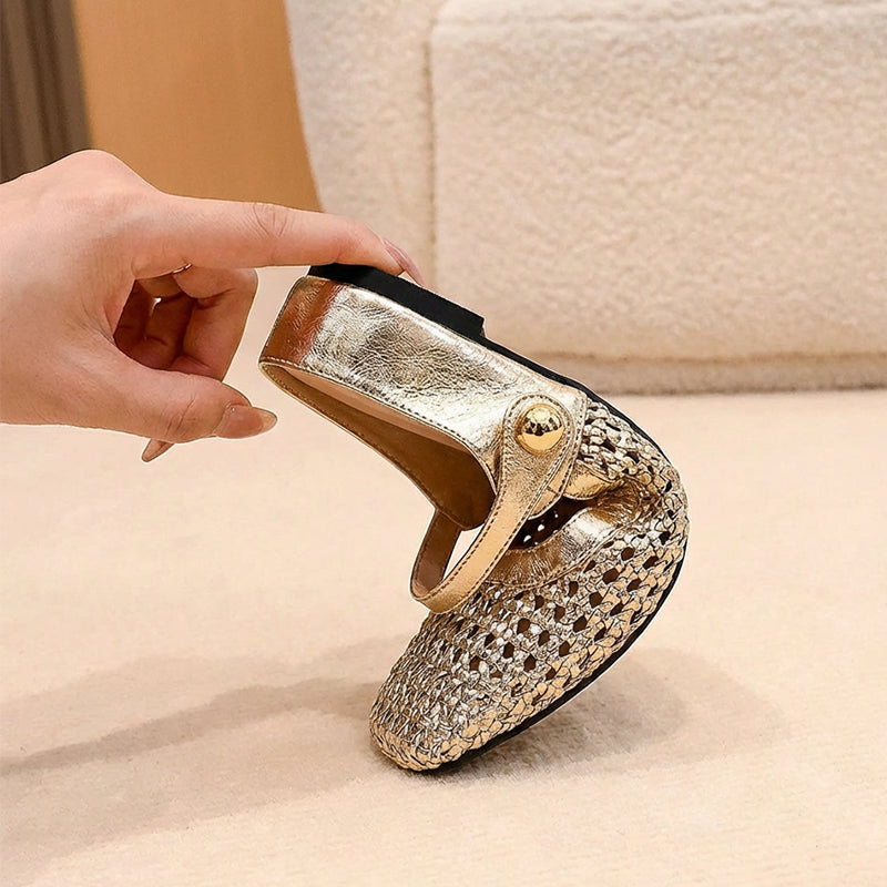 ✨👡 Zapatos tipo mules para mujer de tejido, con puntera cuadrada y cierre tipo Mary Jane 🌸💖🎀