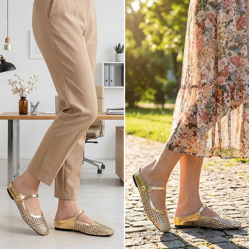 ✨👡 Zapatos tipo mules para mujer de tejido, con puntera cuadrada y cierre tipo Mary Jane 🌸💖🎀