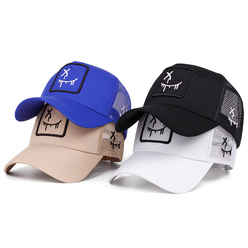 Gorra de béisbol unisex de estilo urbano con motivo de smiley